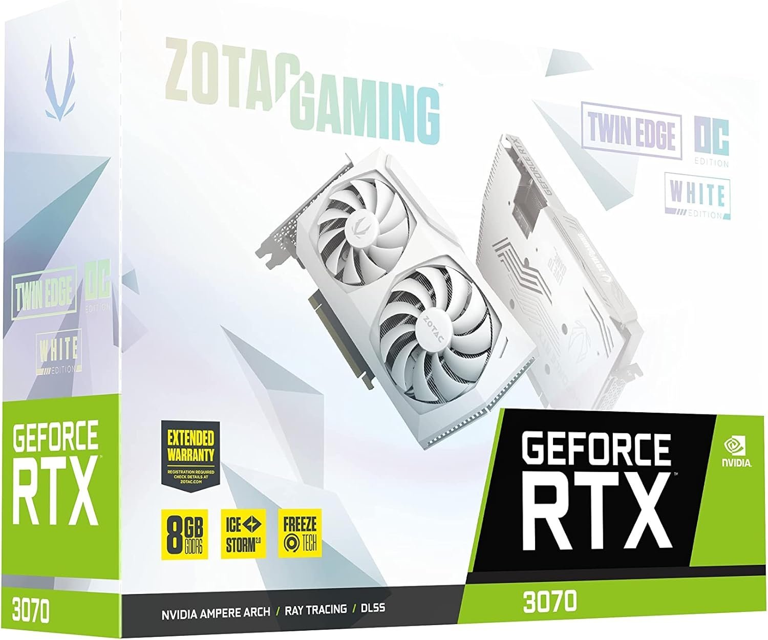 ZOTAC Gaming GeForce RTX 3070 Twin Edge OC White Edition 8GB GDDR6, 256 bit, 1755/14000, HDCP, Three DP, HDMI, Carton Pack