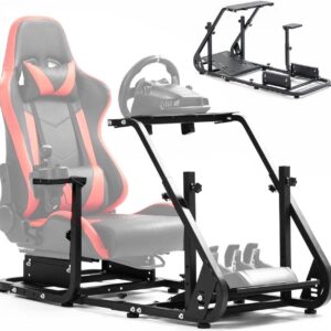 Minneer Gaming Simulator Cockpit Frame Fits All Logitech G923 G29 G920 Thrustmaster Wheels Racing Wheel Stand Compatible with Xbox One, PS4, PC, Not Included Steering Wheel, Pedal, handbrake and seat