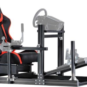 Minneer F1 Aluminum Racing Simulator Cockpit Stand with Ergonomic Seat Fit for Logitech/Thrustmaster/Fanatec G29 G920 G923 T80 T300,Adjustable Steering Wheel Stand,Not Included Wheel,Pedals & Shift
