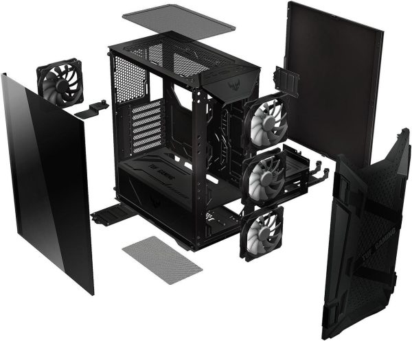 ASUS TUF Gaming GT301 Mid-Tower Compact Case for ATX Motherboards with Honeycomb Front Panel, 3 x 120mm AURA Addressable RBG Fans, Headphone Hanger, and 360mm Radiator Support, 2 x USB 3.2 Gen1 (USB 3.0) Prots - Image 4