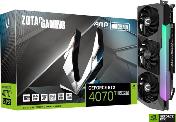 ZOTAC GAMING GeForce RTX 4070 Ti SUPER AMP Holo DLSS 3 16GB GDDR6X 256-bit 21 Gbps PCIE 4.0 Gaming Graphics Card, IceStorm 2.0 Advanced Cooling, SPECTRA 2.0 ARGB Lighting, ZT-D40730F-10P (Refreshed)