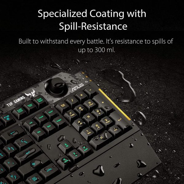 ASUS Membrane Gaming Keyboard for PC - TUF K1 | Programmable, Onboard Memory | Dedicated Volume Knob, Aura Sync RGB & Side Lighting | Detachable Wrist Rest | Spill-Resistant | Highly Durable | Black - Image 3