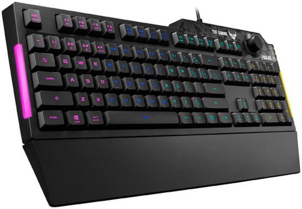 ASUS Membrane Gaming Keyboard for PC - TUF K1 | Programmable, Onboard Memory | Dedicated Volume Knob, Aura Sync RGB & Side Lighting | Detachable Wrist Rest | Spill-Resistant | Highly Durable | Black - Image 7