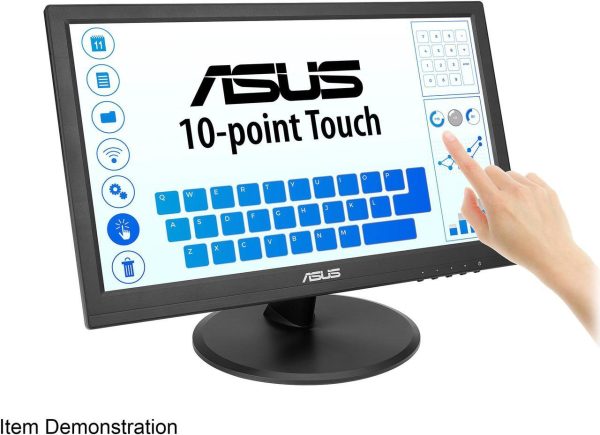 ASUS 15.6" Touch Monitor (VT168HR) - WXGA (1366 x 768), 10-point Touchscreen, Flicker free, Low Blue Light, Eye Care, VESA Mountable, VGA, HDMI, Tilt