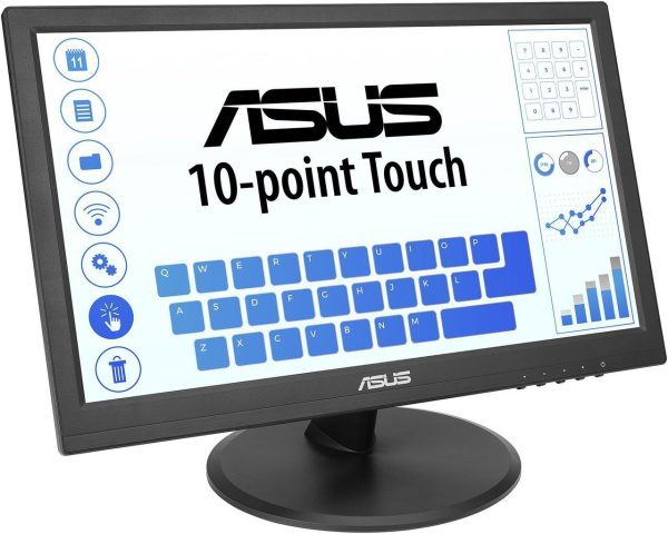 ASUS 15.6" Touch Monitor (VT168HR) - WXGA (1366 x 768), 10-point Touchscreen, Flicker free, Low Blue Light, Eye Care, VESA Mountable, VGA, HDMI, Tilt - Image 4