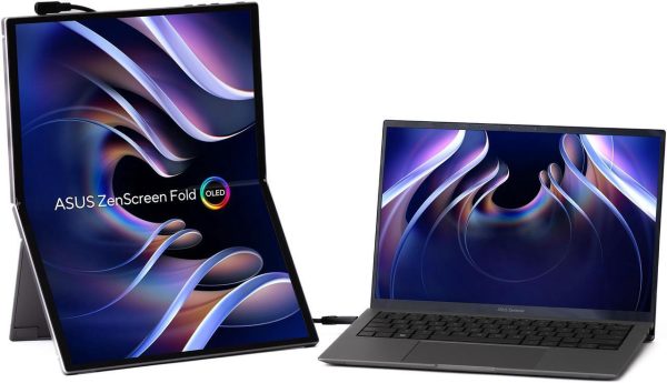 ASUS ZenScreen Fold OLED 17.3" 1440P USB-C Portable Monitor (MQ17QH - QHD (2560x1920), Water-drop Hinge, DisplayHDR500 True Black, 100% DCI-P3, mini-HDMI, Tripod hole, Kickstand, FSC