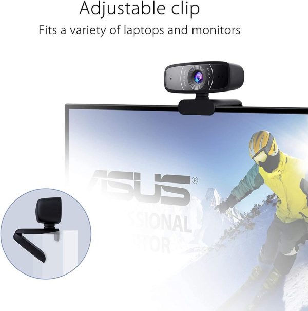 ASUS Webcam C3 1080p HD USB Camera - Beamforming Microphone, Tilt-adjustable, 360 Degree Rotation, Wide Field of View, Compatible with Skype, Microsoft Teams and Zoom - Image 3