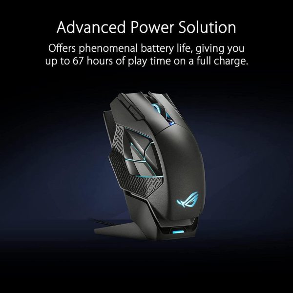 ASUS ROG Spatha X Wireless Gaming Mouse (Magnetic Charging Stand, 12 Programmable Buttons, 19,000 DPI, Push-fit Hot Swap Switch Sockets, ROG Micro Switches, ROG Paracord and Aura RGB lighting) - Image 5