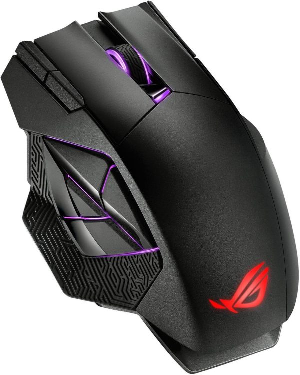 ASUS ROG Spatha X Wireless Gaming Mouse (Magnetic Charging Stand, 12 Programmable Buttons, 19,000 DPI, Push-fit Hot Swap Switch Sockets, ROG Micro Switches, ROG Paracord and Aura RGB lighting)