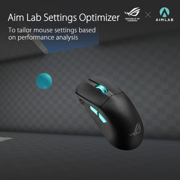 Asus ROG Harpe Ace Aim Lab Edition Gaming Mouse, 54 g Ultra-Lightwieght, Connectivity (2.4GHz RF, Bluetooth, Wired), 36K DPI Sensor, 5 Programmable Buttons, ROG SpeedNova, Esports & FPS Gaming, Black - Image 2