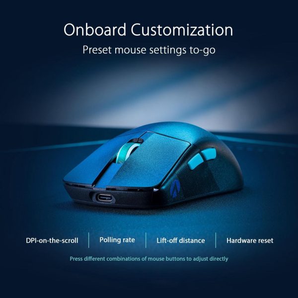 Asus ROG Harpe Ace Aim Lab Edition Gaming Mouse, 54 g Ultra-Lightwieght, Connectivity (2.4GHz RF, Bluetooth, Wired), 36K DPI Sensor, 5 Programmable Buttons, ROG SpeedNova, Esports & FPS Gaming, Black - Image 6