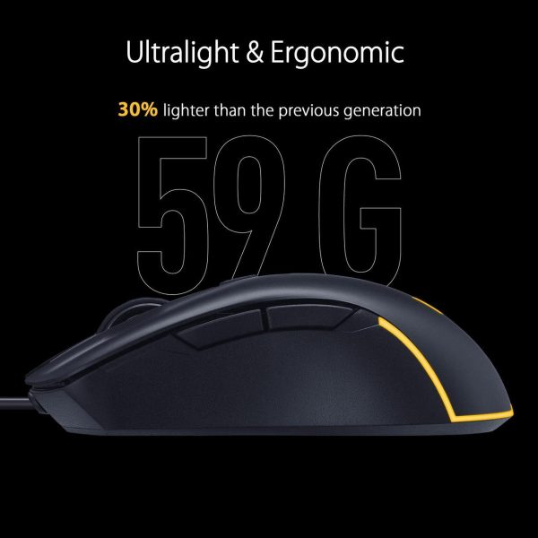 ASUS TUF Gaming M3 Gen II ultralight 59-gram wired gaming mouse, IP56 dust and water resistance, 8000 dpi sensor, six programmable buttons, Black - Image 2