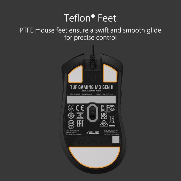 ASUS TUF Gaming M3 Gen II ultralight 59-gram wired gaming mouse, IP56 dust and water resistance, 8000 dpi sensor, six programmable buttons, Black - Image 7