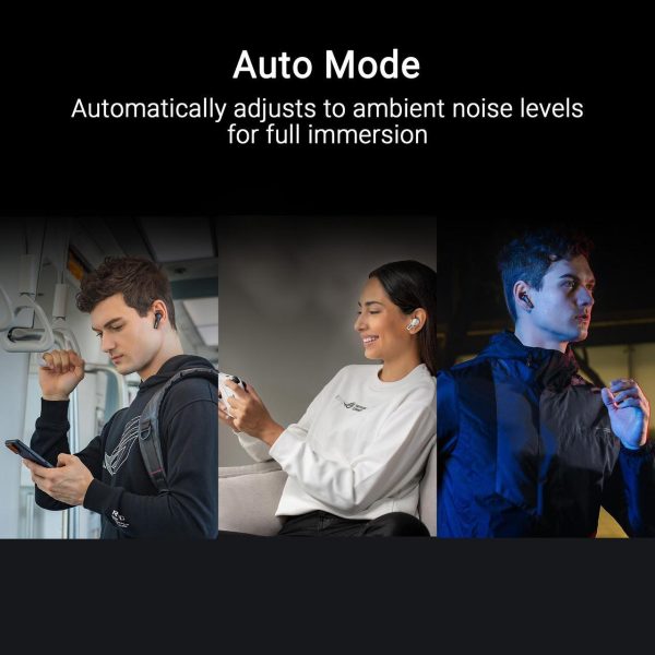 ASUS ROG Cetra True Wireless Gaming Headphones (2.4 GHz & Bluetooth 5.3, ROG SpeedNova, 24-bit 96 kHz audio, Bone-Conduction AI Microphones, Adaptive ANC, 46-Hour Battery Life) - Moonlight White - Image 3