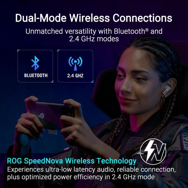 ASUS ROG Cetra True Wireless Gaming Headphones (2.4 GHz & Bluetooth 5.3, ROG SpeedNova, 24-bit 96 kHz audio, Dirac Opteo, Bone-Conduction AI Microphones, Adaptive ANC, 46-Hour Battery Life) - Black - Image 6