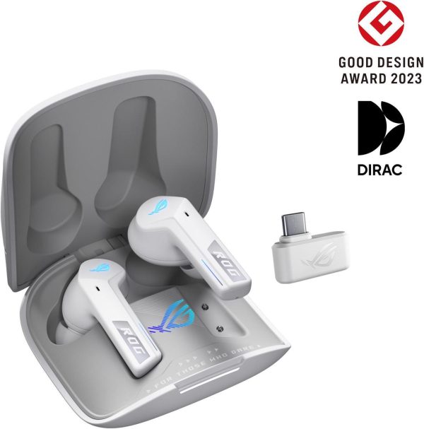 ASUS ROG Cetra True Wireless Gaming Headphones (2.4 GHz & Bluetooth 5.3, ROG SpeedNova, 24-bit 96 kHz audio, Bone-Conduction AI Microphones, Adaptive ANC, 46-Hour Battery Life) - Moonlight White - Image 7