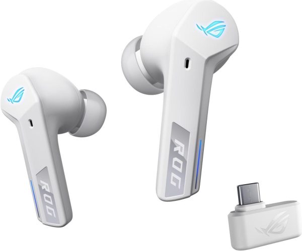ASUS ROG Cetra True Wireless Gaming Headphones (2.4 GHz & Bluetooth 5.3, ROG SpeedNova, 24-bit 96 kHz audio, Bone-Conduction AI Microphones, Adaptive ANC, 46-Hour Battery Life) - Moonlight White - Image 8