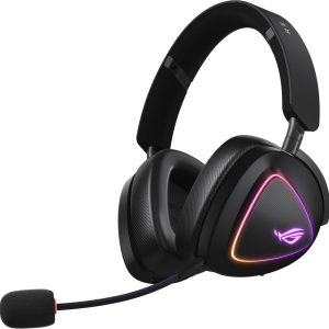ASUS ROG Delta II Wireless Gaming Headset (50mm Titanium Drivers, ROG SpeedNova, 10mm Super-Wideband Mic, 110+HR Battery, DualFlow Audio, BT, 2.4 GHz, 3.5 mm, For PC, Switch, PS4, PS5, Xbox) - Black