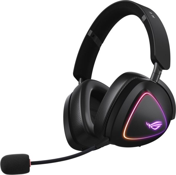 ASUS ROG Delta II Wireless Gaming Headset (50mm Titanium Drivers, ROG SpeedNova, 10mm Super-Wideband Mic, 110+HR Battery, DualFlow Audio, BT, 2.4 GHz, 3.5 mm, For PC, Switch, PS4, PS5, Xbox) - Black