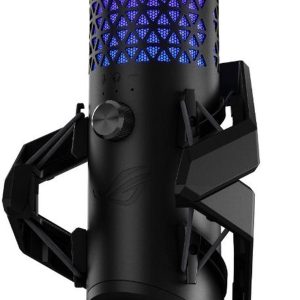 ASUS ROG Carnyx USB gaming microphone certified by professional streamer, studio-grade 25 mm condenser capsule, high-pass filter, build-in pop filter, premium metal shock mount, Aura RGB, Black