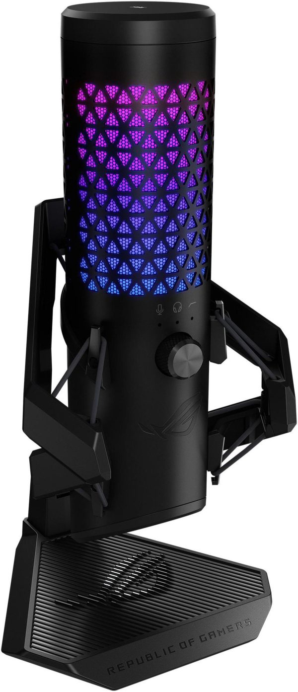 ASUS ROG Carnyx USB gaming microphone certified by professional streamer, studio-grade 25 mm condenser capsule, high-pass filter, build-in pop filter, premium metal shock mount, Aura RGB, Black - Image 3