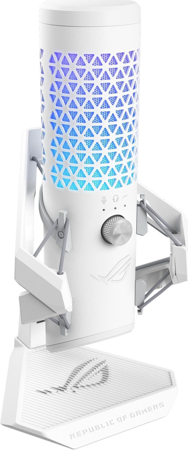 ASUS ROG Carnyx USB Gaming Microphone (25mm condenser capsule, 192kHz/24-bit, cardioid, high-pass filter, built-in pop filter, metal shock mount, one-touch mute, USB, Aura Sync RGB) - White - Image 2