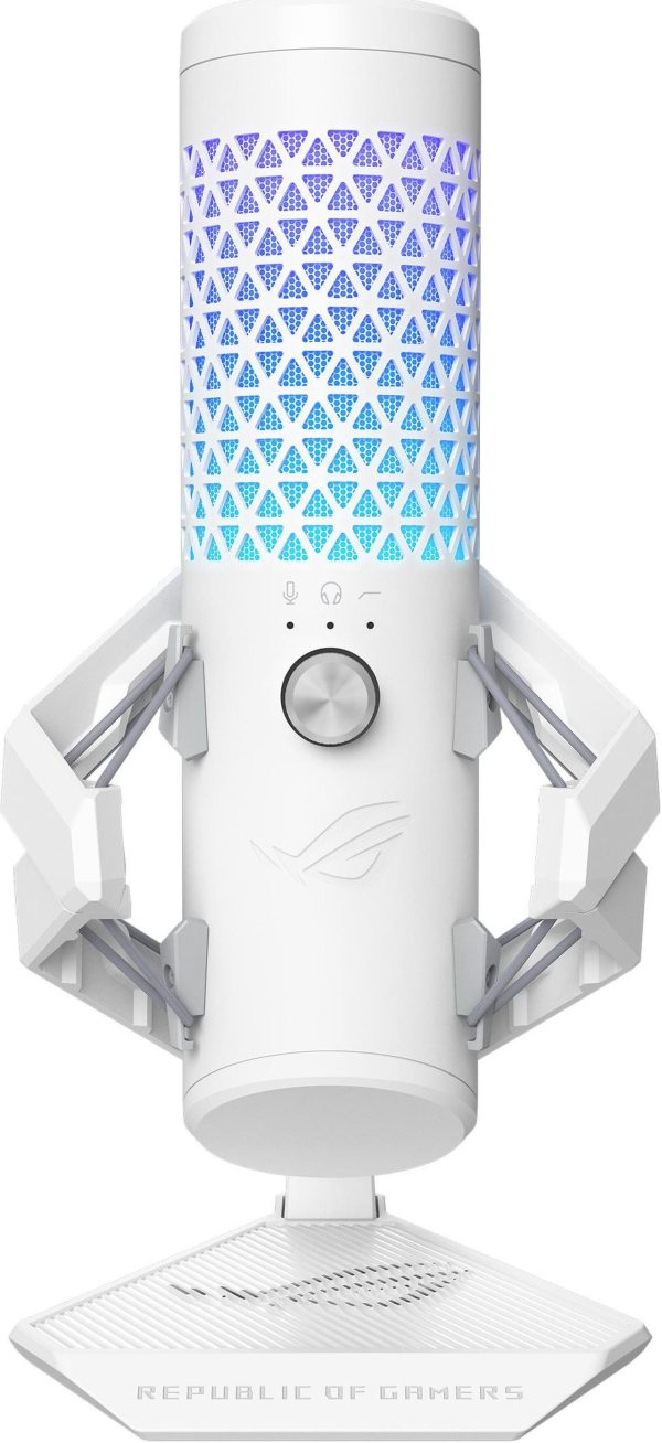 ASUS ROG Carnyx USB Gaming Microphone (25mm condenser capsule, 192kHz/24-bit, cardioid, high-pass filter, built-in pop filter, metal shock mount, one-touch mute, USB, Aura Sync RGB) - White - Image 3