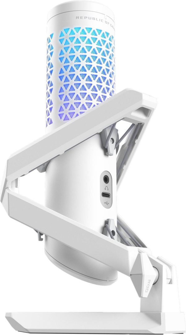 ASUS ROG Carnyx USB Gaming Microphone (25mm condenser capsule, 192kHz/24-bit, cardioid, high-pass filter, built-in pop filter, metal shock mount, one-touch mute, USB, Aura Sync RGB) - White - Image 5
