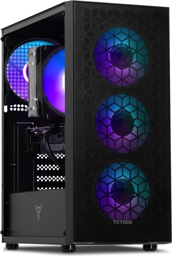 Yeyian Yumi Gaming Desktop PC, AMD Ryzen 7 5700X, NVIDIA GeForce RTX 4060 - AI Accelerated, 32GB DDR4, 1TB PCIe SSD, 650W PSU, Windows 11 Home 64-bit, YPA-YU570XC-4601N