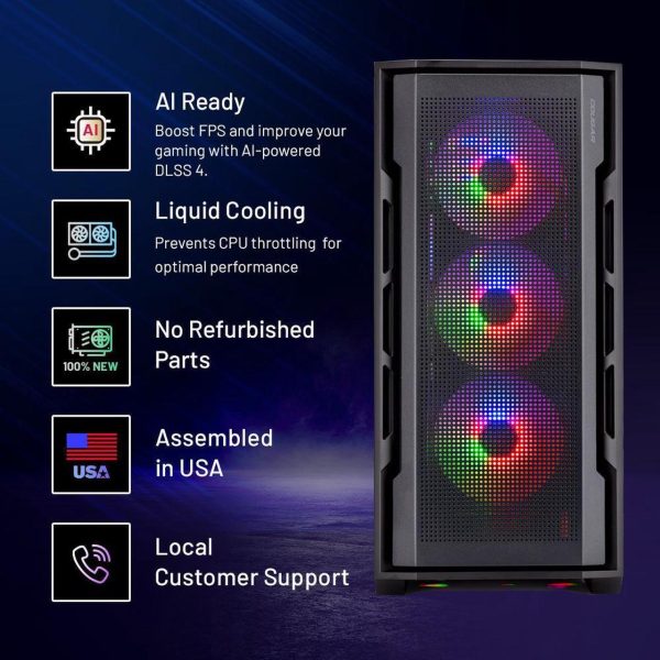Skytech Rampage Gaming PC Desktop, Ryzen 7 7700X 4.5 GHz (5.4GHz Turbo), NVIDIA RTX 5070 Ti 16GB GDDR7, 1TB Gen4 SSD, 32GB DDR5 6000, 850W GOLD ATX 3.0 PSU, 360mm AIO , Wi-Fi, Win 11 Home - Image 3