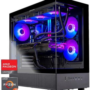Skytech Azure Gaming PC Desktop, Ryzen 7 7800X3D 4.2 GHz (5GHz Turbo), AMD RX 9070 XT 16GB, 2TB Gen4 NVMe SSD, 32GB DDR5 RAM 6000 RGB, 850W GOLD ATX 3 PSU, 360mm ARGB AIO , Wi-Fi, Win 11,Montech XR