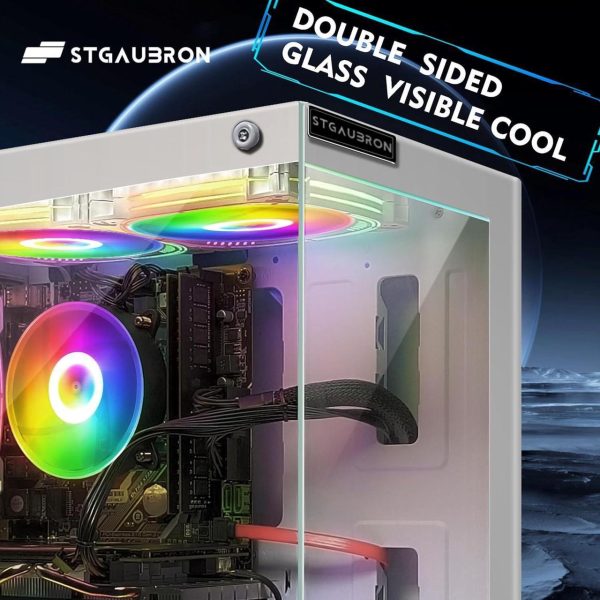 STGAubron Gaming Desktop PC,Intel Core i7-6700 up to 4.0G,32G DDR4,2T SSD,Radeon RX 580 16G GDDR5,600M WiFi,BT 5.0,RGB Fan x 3,RGB Keyboard&Mouse,RGB Mouse Pad,RGB BT Sound Bar,W10H64 - Image 2