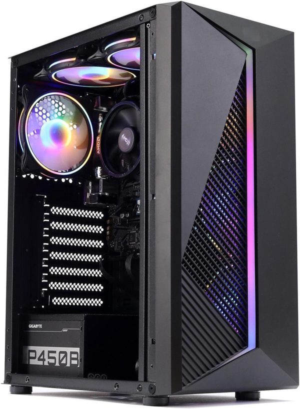 MXZ Gaming PC Desktop Computer, AMD Ryzen 5 5600GT 3.6GHz, AMD Radeon RX Vega 7 Graphics,16GB DDR4, NVME 1TB SSD, 6RGB Fans, Win 11 Pro Ready, Gamer Desktop Computer (R5 5600GT)