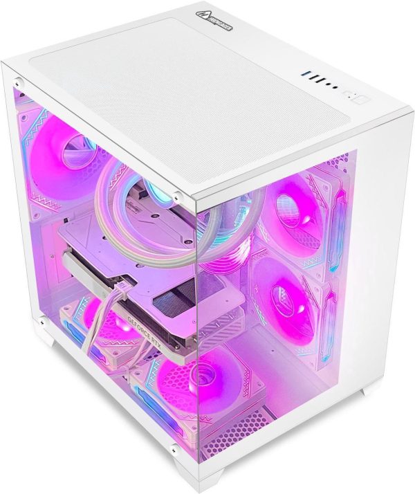 Hoengager Gaming PC -AMD Ryzen 7 5700X 3.4 GHz-RTX 4060 8GB-32GB DDR4 RAM-1TB M.2 SSD-240 Liquid Cooler -WIFI &Bluetooth -RGB Fans-Windows 11 Pro Desktop Computer-White - Image 2