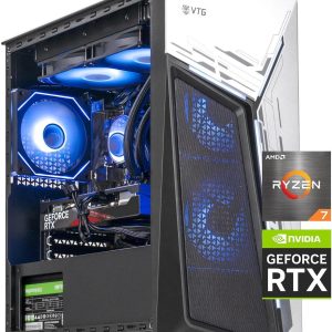 VTG Gaming PC Ryzen7 5700X , NVIDIA RTX4060 , 32GB DDR4 , 1TB SSD NVMe , 240 Liquid Cooler ,650W PSU, Wi-Fi, Windows 11 Home 64-bit, prebuilt gaming desktop