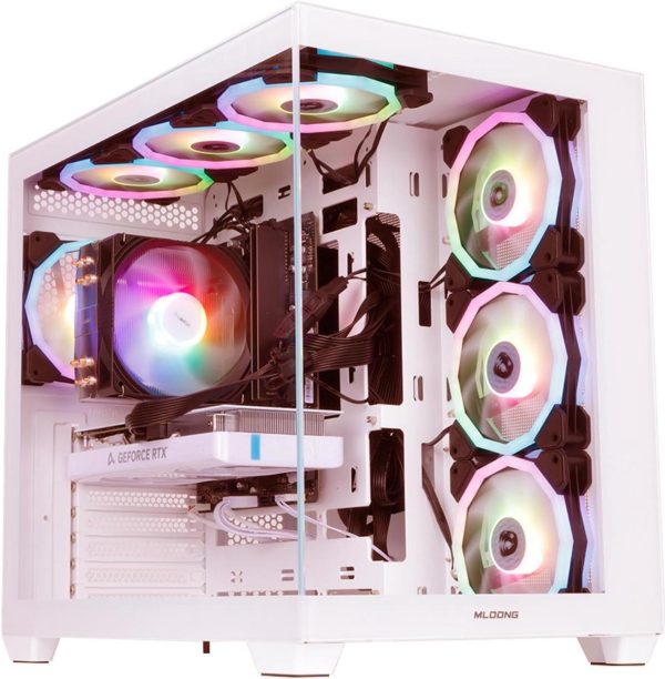 MLOONG Gaming PC, AMD Ryzen 5 5500 4.2 GHz, GeForce RTX 4060 8GB Desktop Computer, 1TB NVMe SSD, 16GB DDR4 3200MHz, Air Cooled Prebuilt, 650W PSU, Windows 11 Home & AI powered Gamer PC. White - Image 3