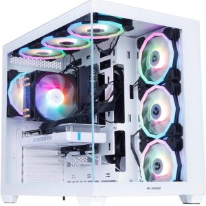 MLOONG Gaming PC, AMD Ryzen 5 5500 4.2 GHz, GeForce RTX 4060 8GB Desktop Computer, 1TB NVMe SSD, 16GB DDR4 3200MHz, Air Cooled Prebuilt, 650W PSU, Windows 11 Home & AI powered Gamer PC. White
