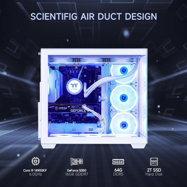 Mloong X-Dragon Gaming PC Desktop, Intel Core i9 14900KF 24 core 3.2GHz(up to 6.0GHz), GeForce RTX 5080 16GB, 64GB DDR5 RAM 6000MHz, 2TB NVME SSD, 850W PSU, Windows 11 Home 64-bit, White - Image 4