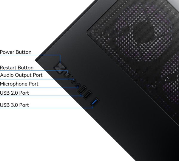 YAWYORE Gaming Desktop Computer PC,AMD Ryzen 5 5600GT,16GB RAM and 1TB M.2 NVMe PCle4.0,ARGB FAN,WiFi+BT5.0,Game Design Office console,Sea View Room,Prebuilt Gaming PC Tower - Image 3