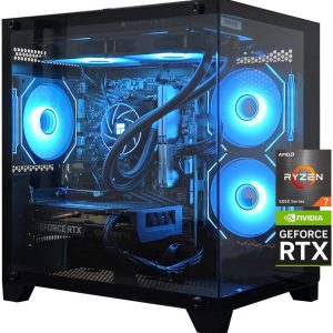 YAWYORE Gaming PC Desktop computer, Ryzen 7 5700X,RTX 4060 ,32GB DDR4 RAM and 1TB M.2 NVMe SSD ,WiFi6E+BT5.3, 240 Liquid Cooler , ARGB Fans ,Game Design Office,Sea View Room,Windows 11 Tower Prebuilt