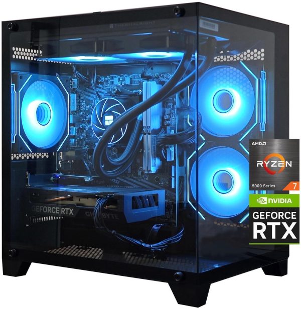 YAWYORE Gaming PC Desktop computer, Ryzen 7 5700X,RTX 4060 ,32GB DDR4 RAM and 1TB M.2 NVMe SSD ,WiFi6E+BT5.3, 240 Liquid Cooler , ARGB Fans ,Game Design Office,Sea View Room,Windows 11 Tower Prebuilt