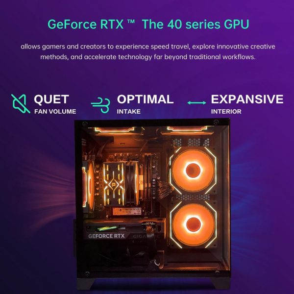 HZG Gaming Desktop Computer PC,Intel Core I5-13400F,GeForce RTX 4060, 32GB RAM and 1TB NVMe M.2 SSD, WiFi6E, ARGB Fan, Prebuilt Gaming PC Tower Intel Core i5-13400F - Image 3