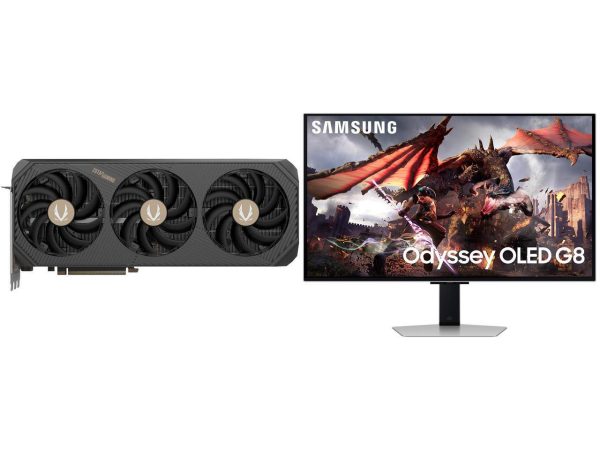 ZOTAC SOLID OC GeForce RTX 5090 32GB 512-Bit GDDR7 PCI Express 5.0 x16 DLSS 4.0 Video Card ZT-B50900J-10P Samsung 32" Odyssey G8 4K OLED UHD 240Hz 0.03ms Smart Gaming Monitor Glare Free, G-Sync compatible with Sleek Metal Design - LS32DG8