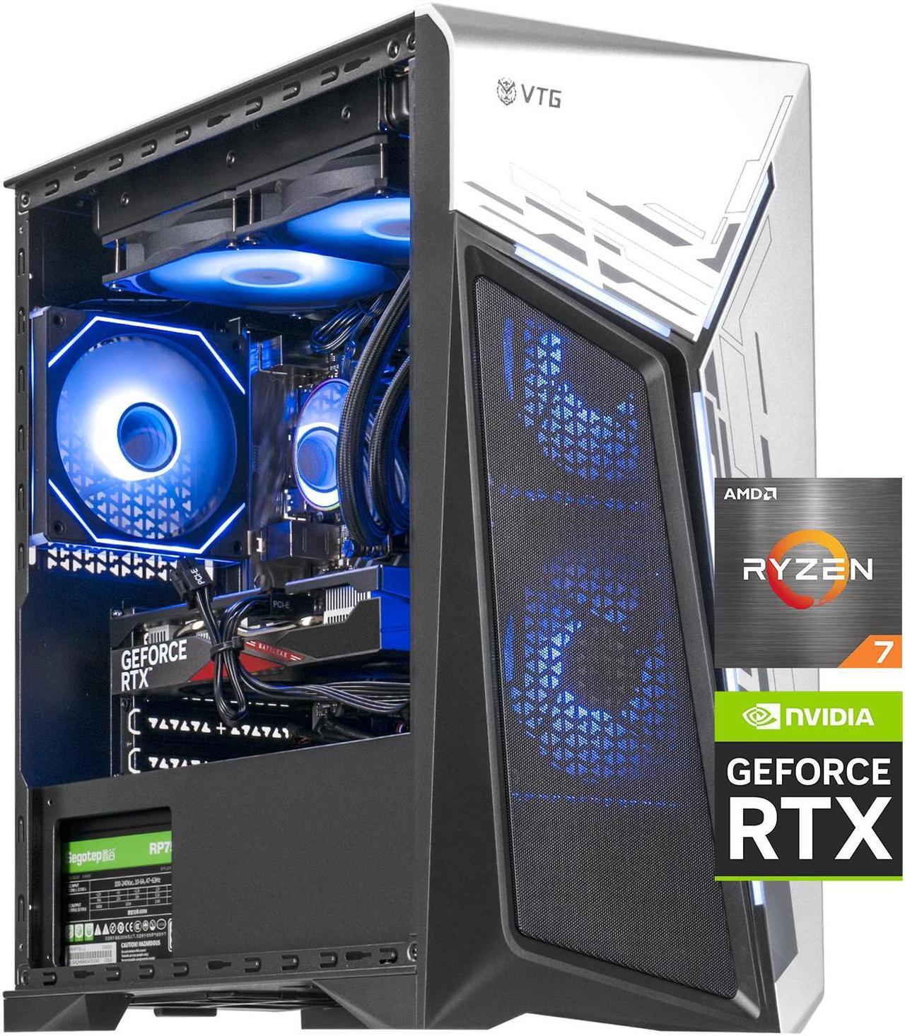 VTG Gaming PC Ryzen7 5700X , NVIDIA RTX4060 , 32GB DDR4 , 1TB SSD NVMe , 240 Liquid Cooler ,650W PSU, Wi-Fi, Windows 11 Home 64-bit, prebuilt gaming desktop
